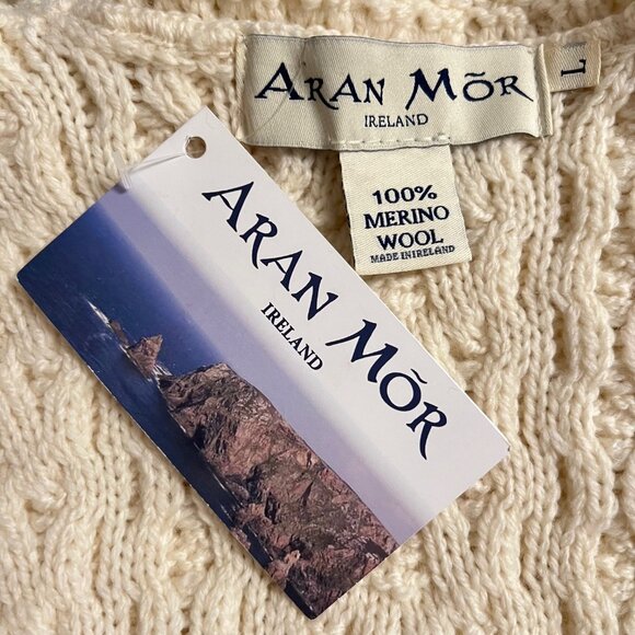 NEW Aran Mor 100% Irish Marino Wool Sweater Natural Colour, Size L - Picture 8 of 16